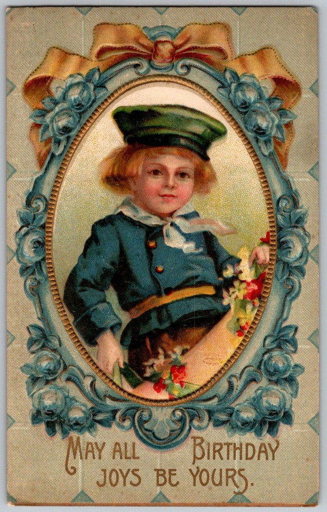 Antique Postcard Birthday Child Portrait 1910s