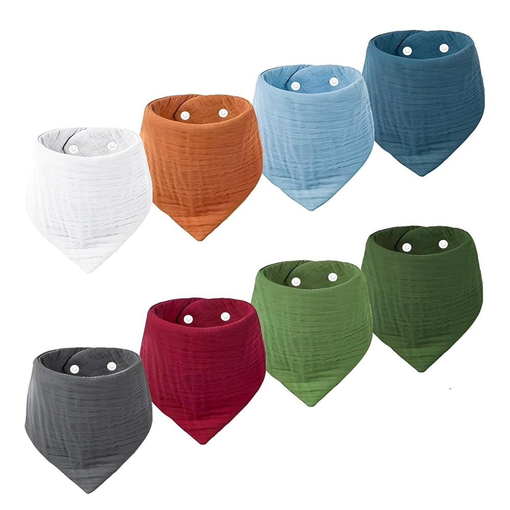 8pcs Baby Bandana Drool Bibs for Boys Girls, Unisex Soft Baby Bibs Muslin Bids
