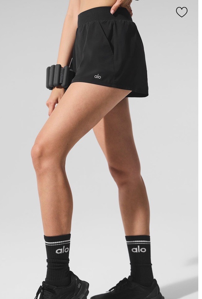 ALO Breezy Short Black Athletic Relaxed Fit Lightweight Stretch Women's Shorts