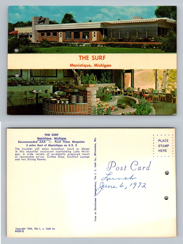 Manistique, MI-Michigan, The Surf Restaurant Lake Michigan Vintage Postcard