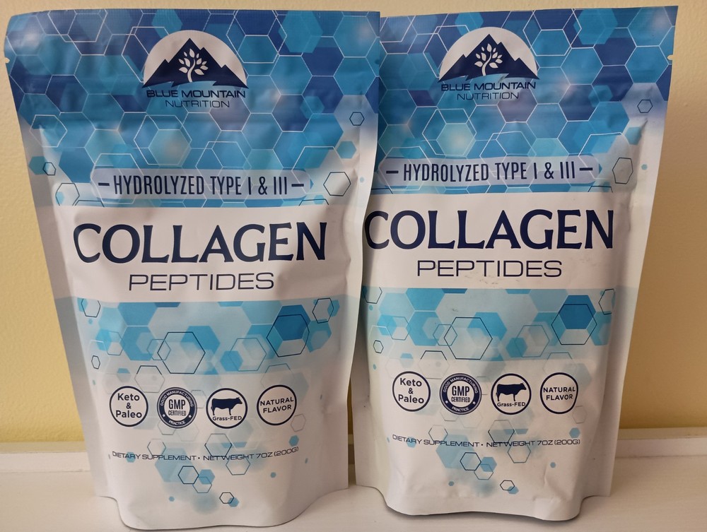 BLUE MOUNTAIN NUTRITION Collagen Peptides Hydrolyzed Type I & III  7oz (2 Pack)