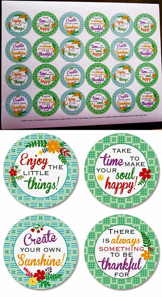 NEW Checkered Inspirational Friendship 48 Acid Free Stickers/Seals 4 Designs-image