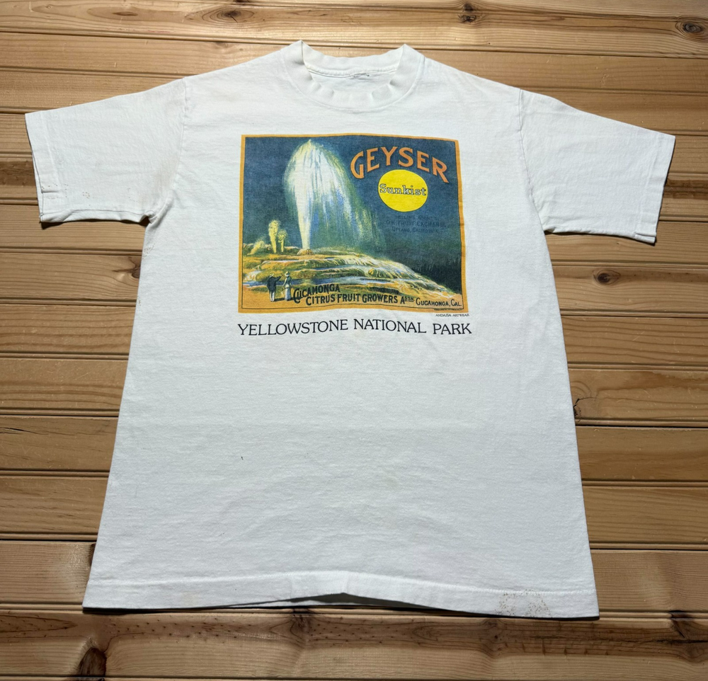 Vintage 90s Yellowstone National Park Geyser Sunkist Andazia Art Shirt - Medium