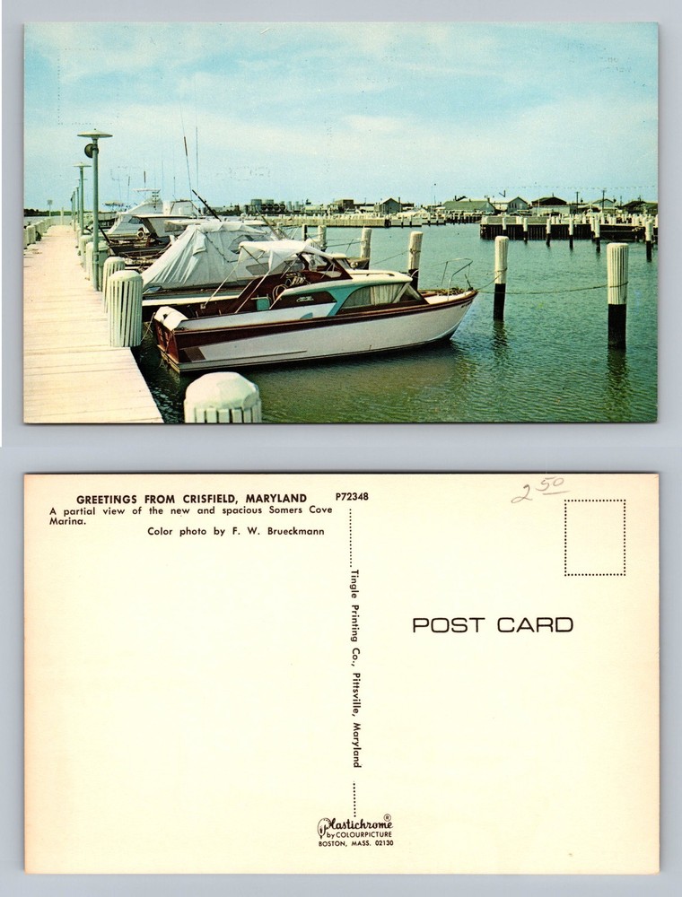 Crisfield, MD-Maryland, Somers Cove Marina Boats Dock View Vintage Postcard