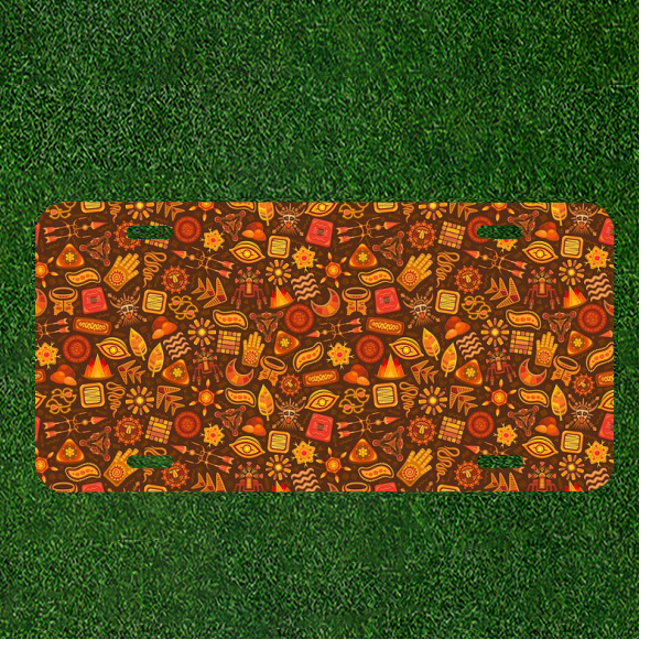 Custom Personalized Car License Plate With Pattern Background Ethnic Tribal