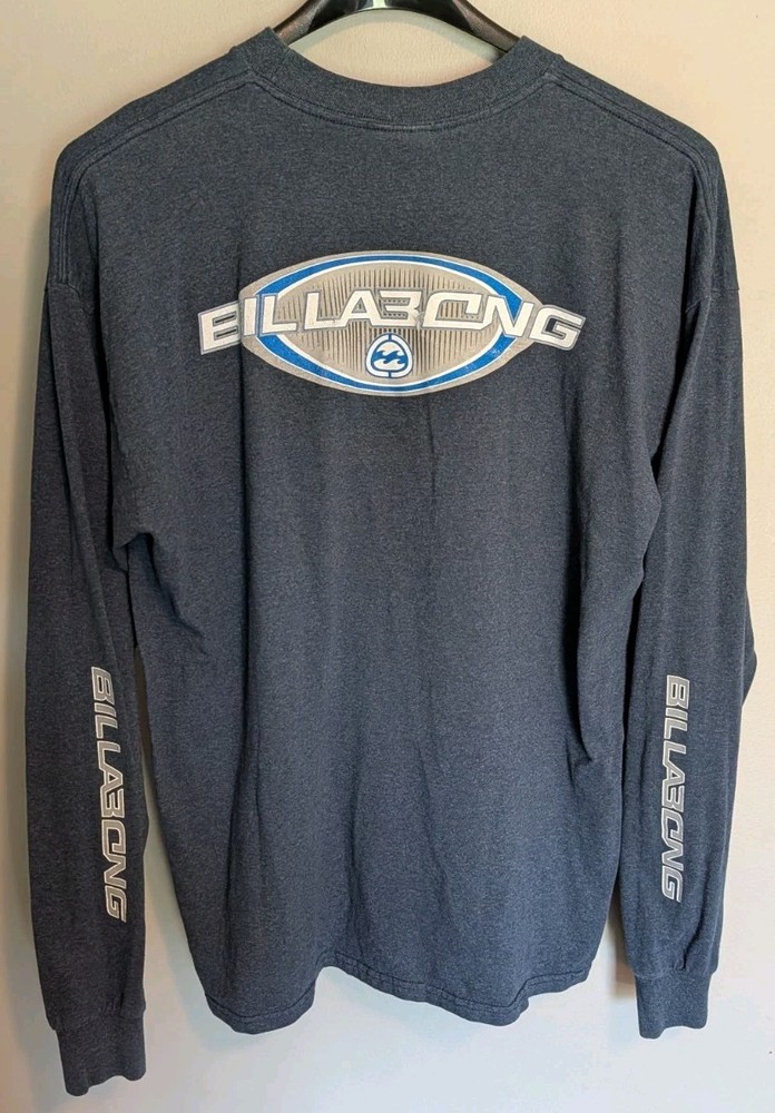 Vintage Billabong Long Sleeve Shirt XL Blue Surf Skate Sleeve Hits 90s Y2K READ!