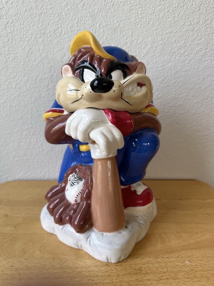 TAZ Tasmanian Devil Batter Up Cookie Jar Baseball Gibson Looney Tunes WB VGC