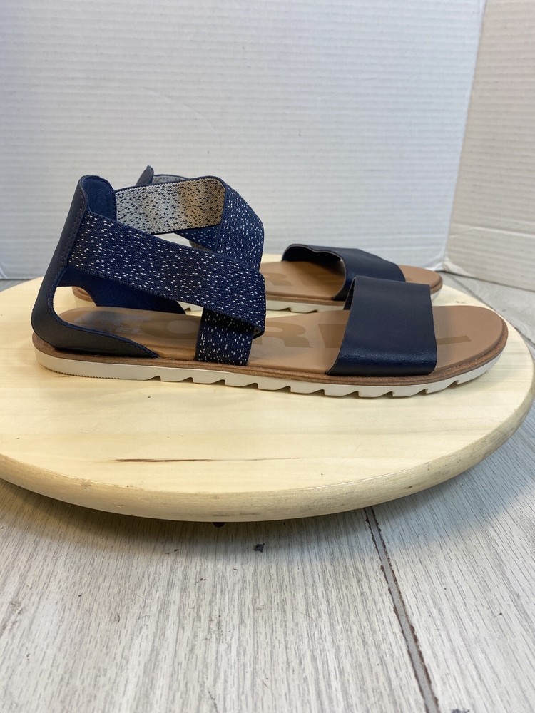 SOREL Ella II Sandals Women Size 10 Navy Nocturnal Sea Salt