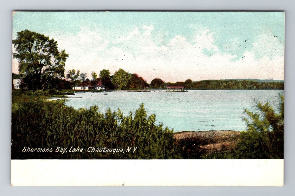 Chautauqua NY-New York, Shermans Bay, Antique, Vintage c1908 Souvenir Postcard