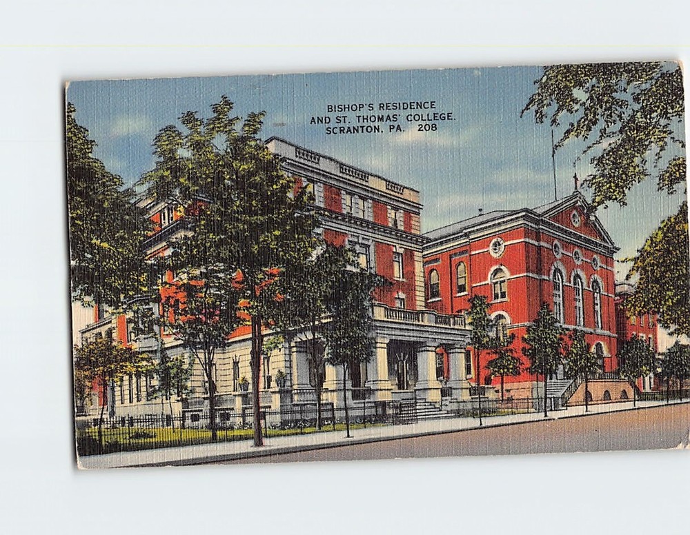Postcard Bishop's Residence & St. Thomas College Scranton Pennsylvania USA