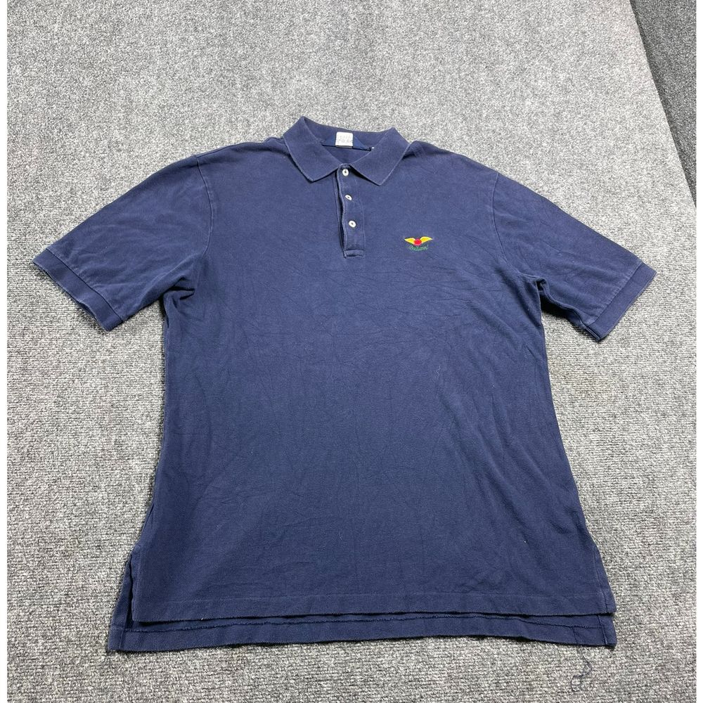 Men's Navy Blue Cotton Golf Polo Shirt Short Sleeve Collared Summer Tee Size L