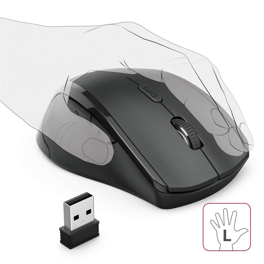 Ergonomic Wireless Left-Handed Mouse by Hama No Cable Comfort Design