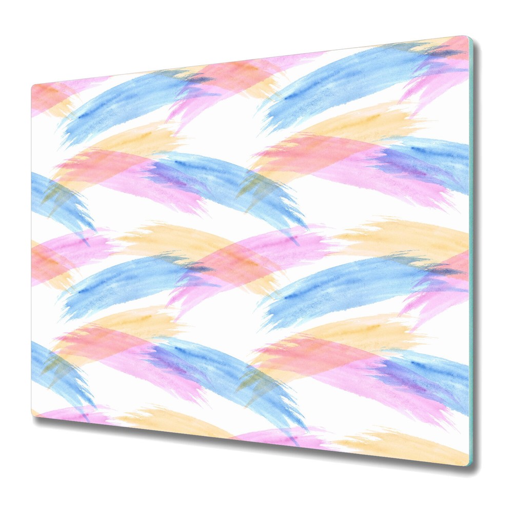 Tempered Glass Worktop protector Colourful brush Watercolour Abstract 60x52