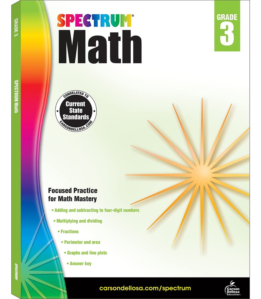 Spectrum 3rd Grade Math Workbooks, Addition, Subtraction, Multiplication, Divis,