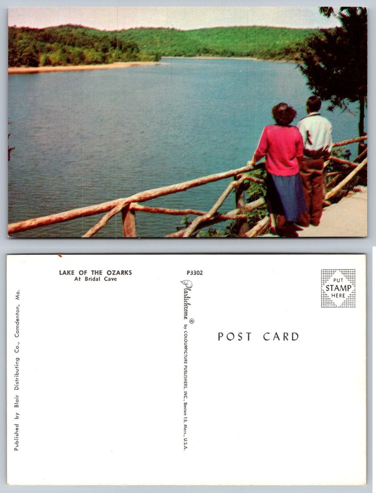 Lake of the Ozarks Bridal Cave MO Plastichrome Postcard 1950s Scenic View