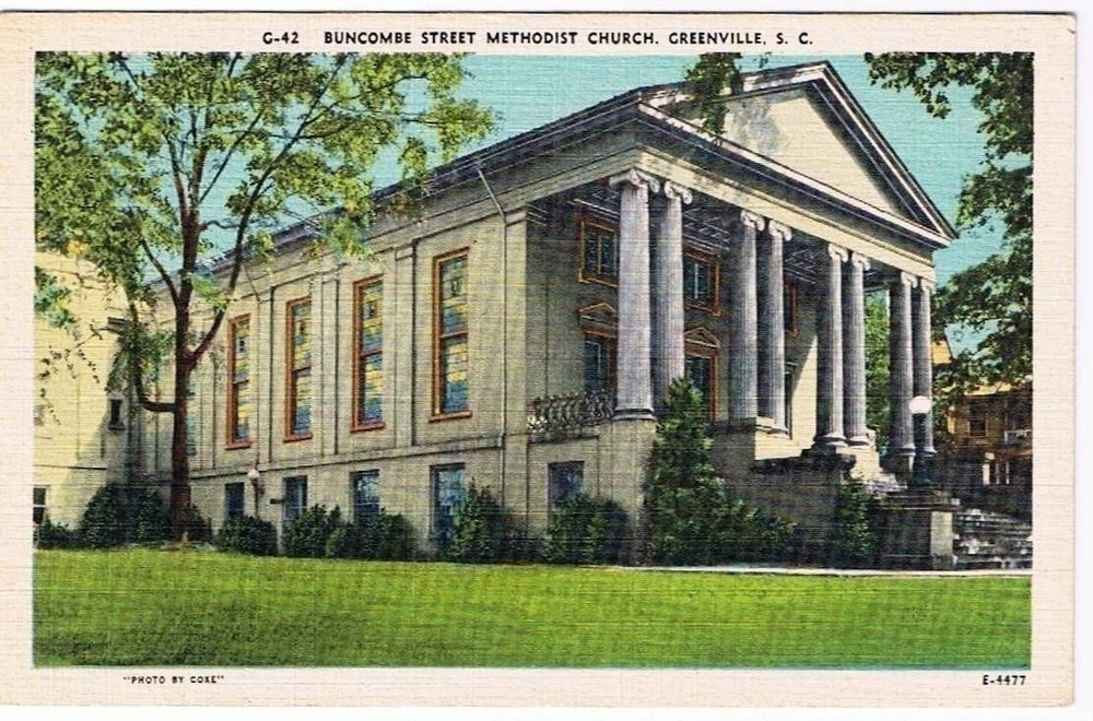 South Carolina Postcard Greenville Buncombe St Methodist Church