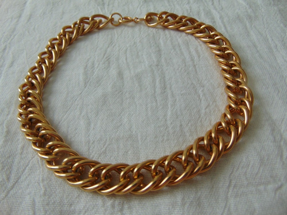 vintage Erwin Pearl signed gold plated chain choker necklace