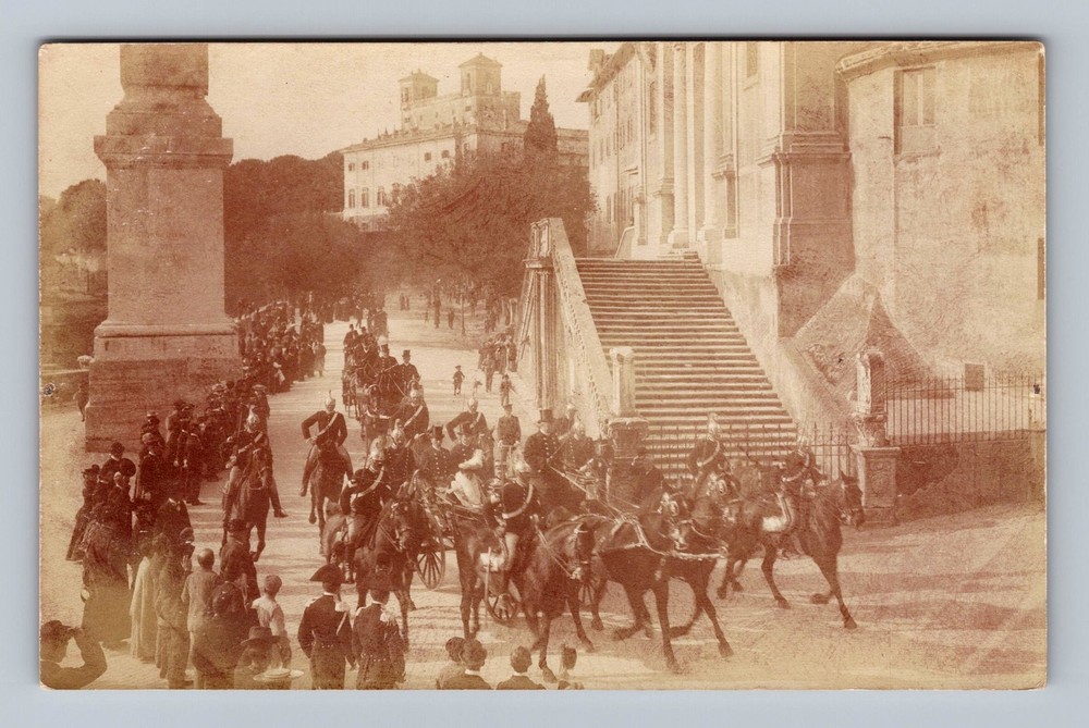 Italy- Rome Parade Of Horses & Carriages Postal Old Card View Vintage Postcard
