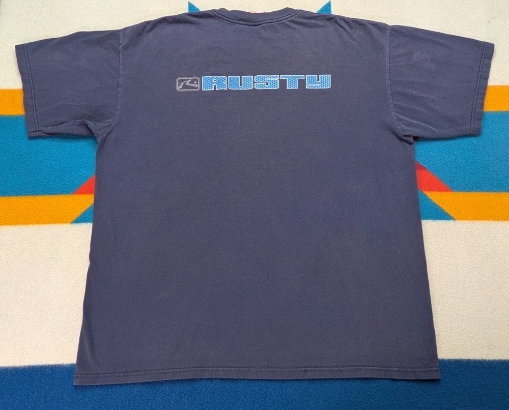 Vintage Rusty Surf Shirt Made In USA 90s Double Sided Streetwear Oversized XL