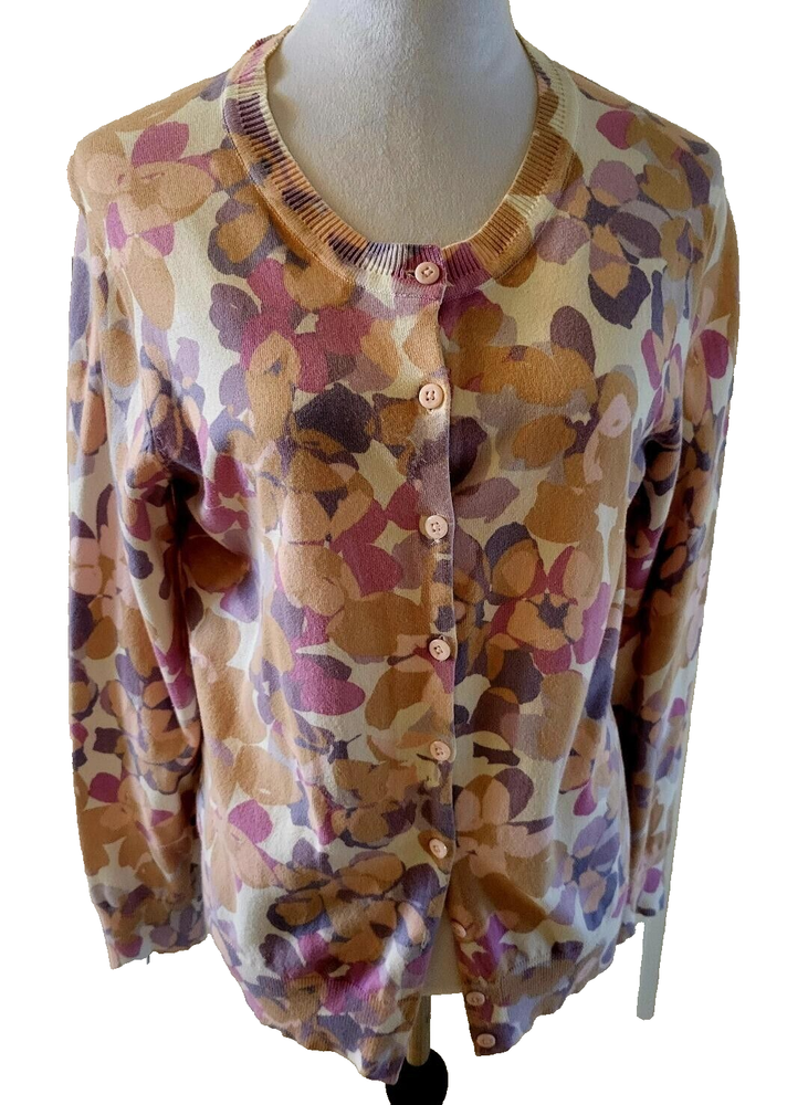 Tommy Hilfiger Womens Large Multi-Color Front Button Cardigan Sweater