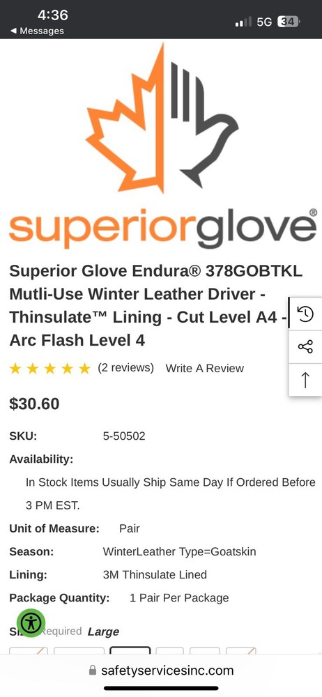 Superior Endura Goatskin Leather Insulated Gloves Waterstop Oilbloc Dupont