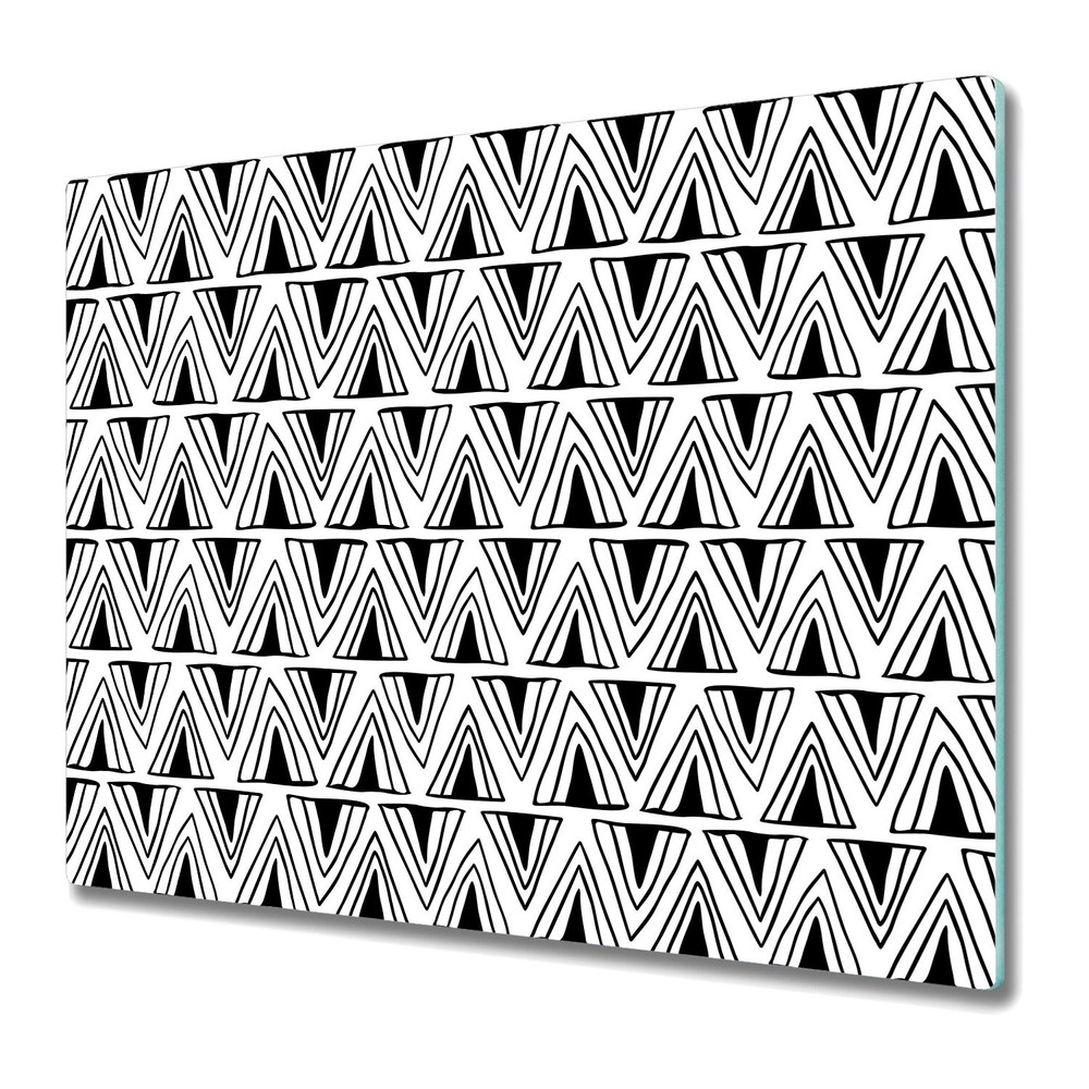 Glass Chopping Cutting Board Triangles Boho style Black and white geometric