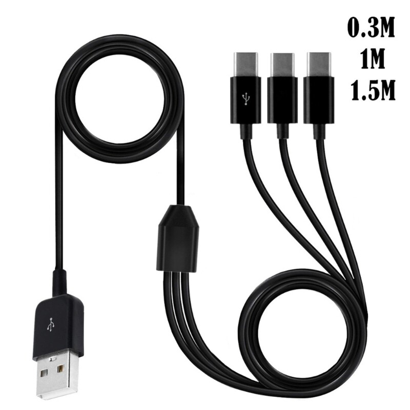 USB2.0 Type A Male to 3 Type C Male Data Connector Cable Sync Power Cable