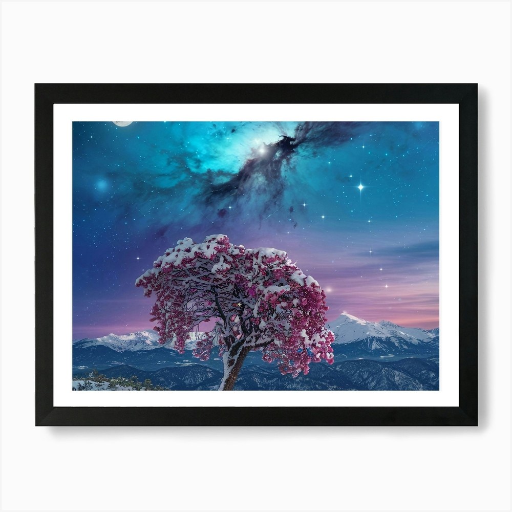 Snowy Tree Framed Wall Art Canvas Print Poster Decor