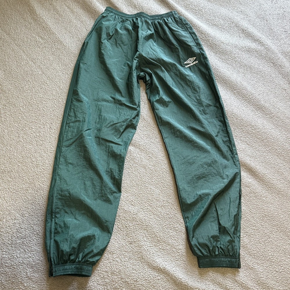 Vintage 90s Umbro Track Pants Men’s Large Green Lined Joggers Nylon