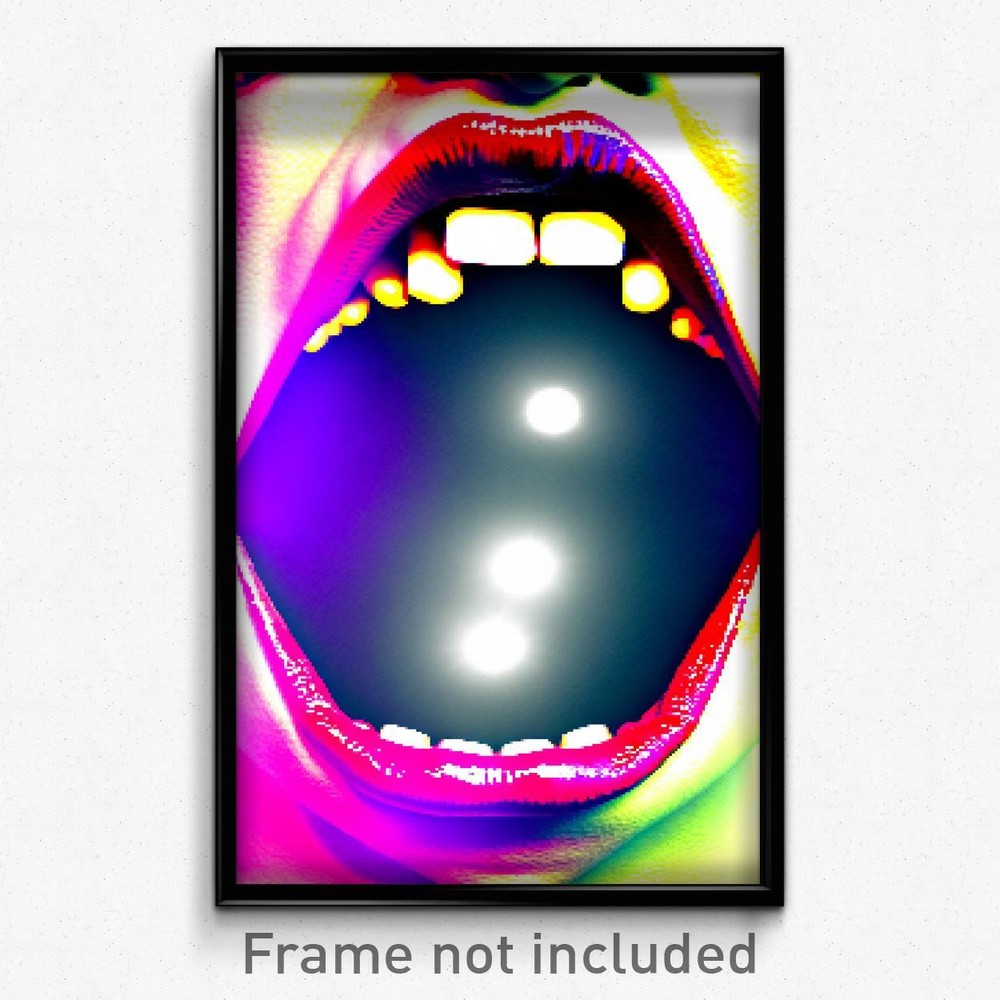 Pixel Art Poster - Acidic Mouth (8 Bit Psychedelic Trippy Video Game Print)