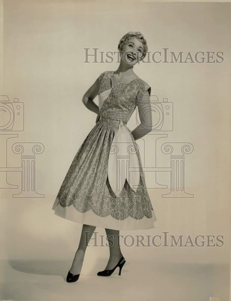 1955 Press Photo Actress Jane Powell Models Cocktail Dress, Hollywood