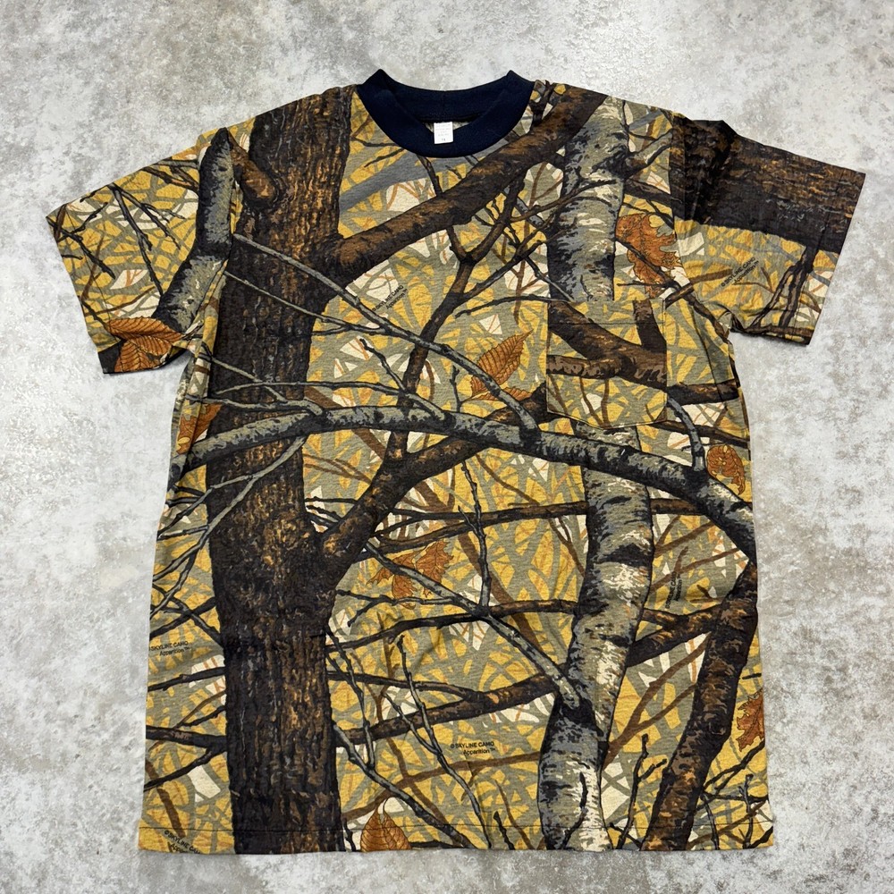 Vintage Camouflage t shirt mens XL 90s Skyline Apparition NOS Mossy oak Hunting