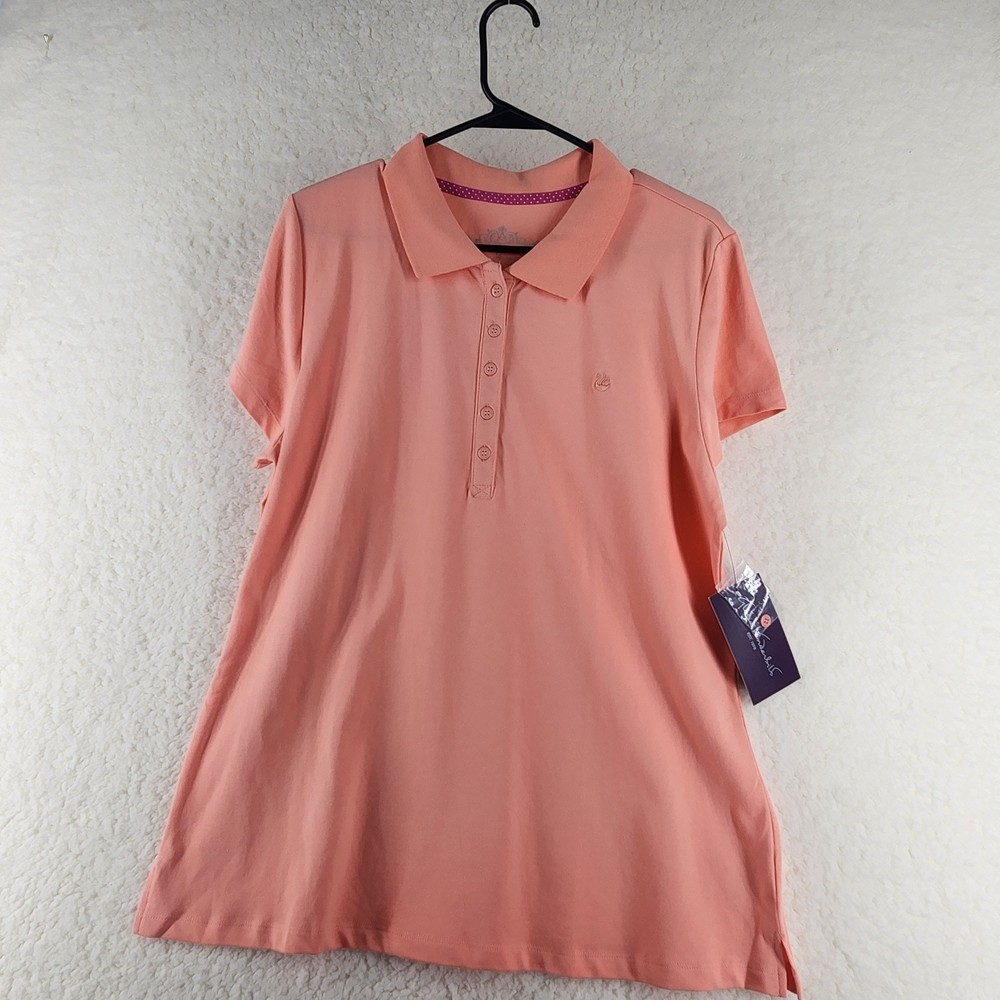 NWT Gloria Vanderbilt Melted Tangerine Short Sleeve Polo Shirt Size XL,