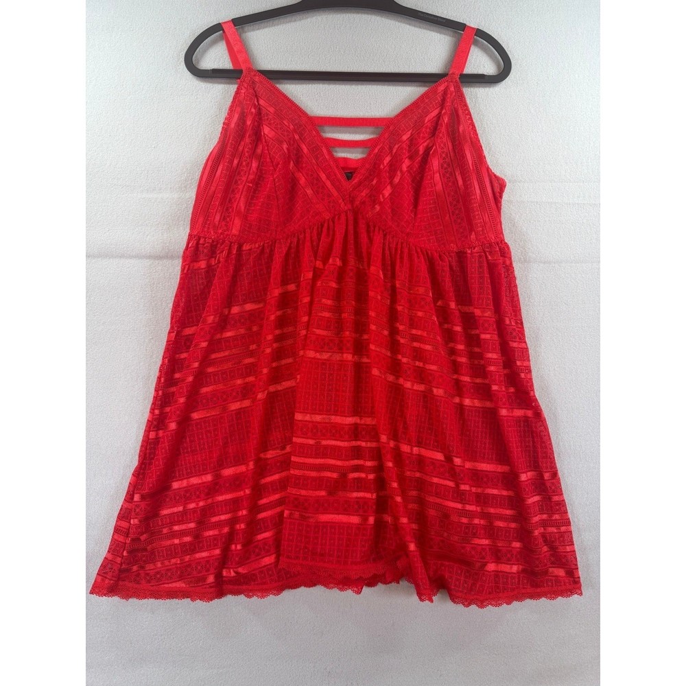 Torrid Red Lace Cage Back Babydoll Camisole Top Plus Size 3 3X Strappy V-Neck