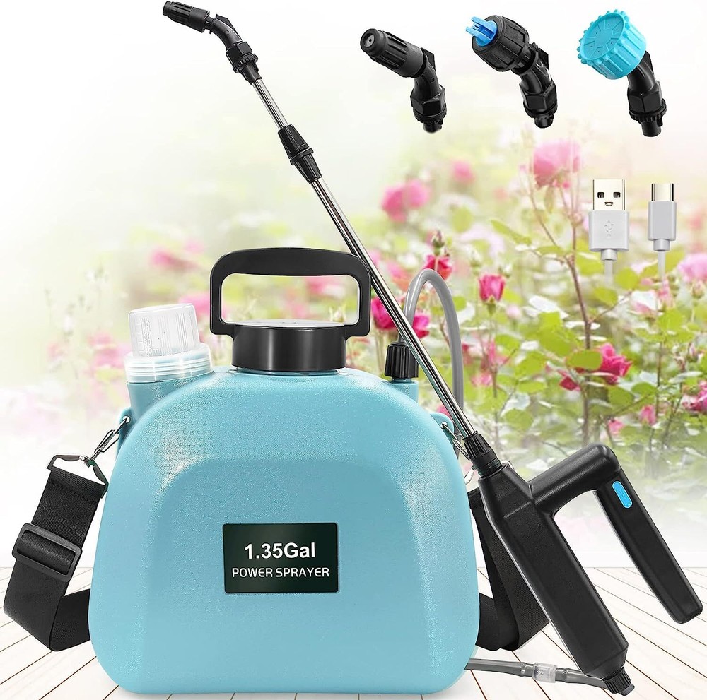 Electric Garden Plant Sprayer 1.35 Gallon/5L Battery Powered Sprayer w/ USB