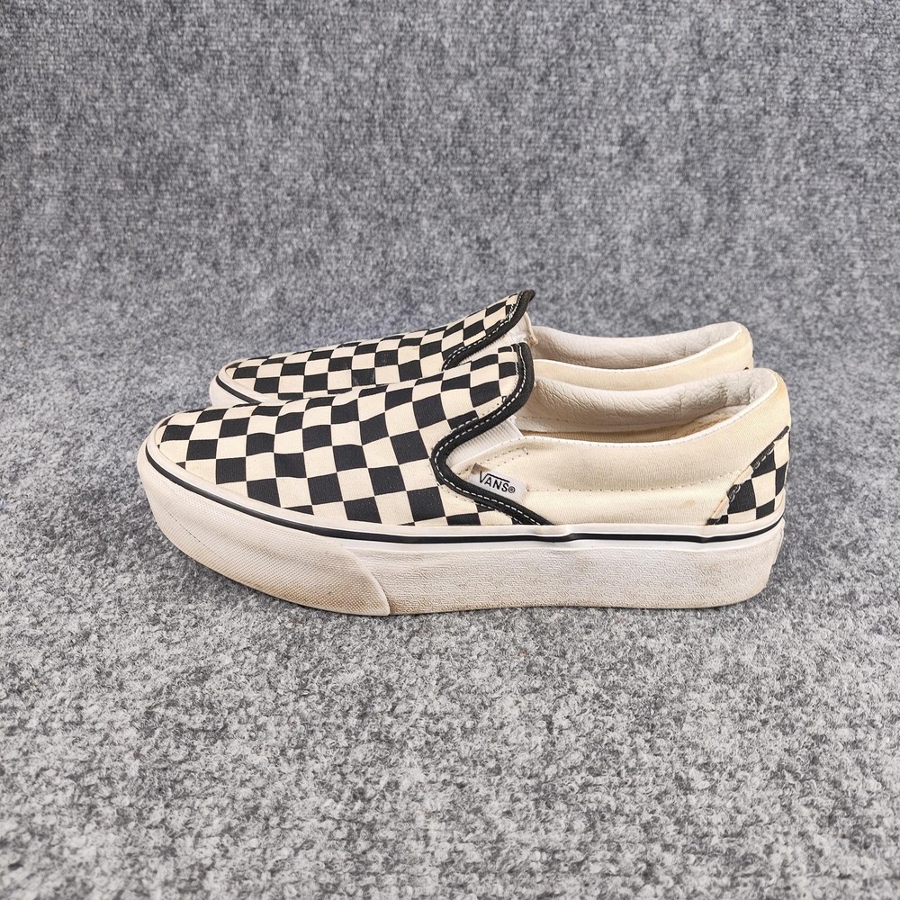 Vans Classic Slip-On Shoes Mens Size 6.5 Black Checkered Canvas Slip On Casual