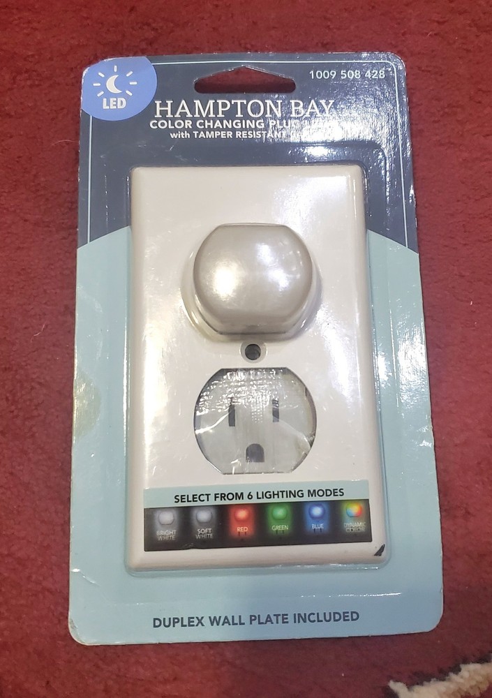 Hampton Bay Duplex Tamper-Resistant Color Changing LED Plug Light 1-Gang