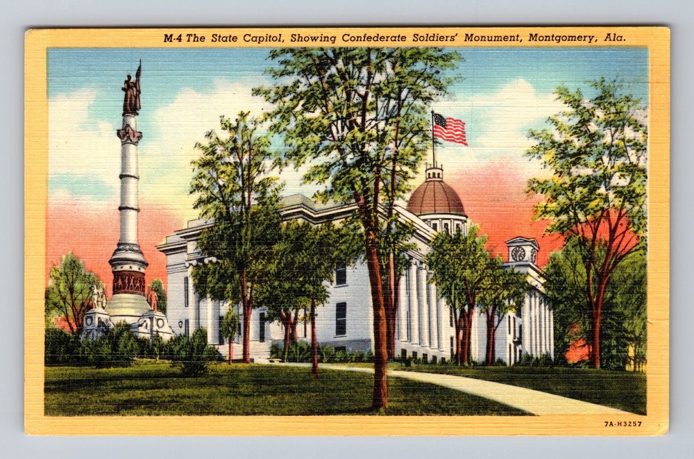 Montgomery AL-Alabama State Capitol Siers Monument Vintage Postcard