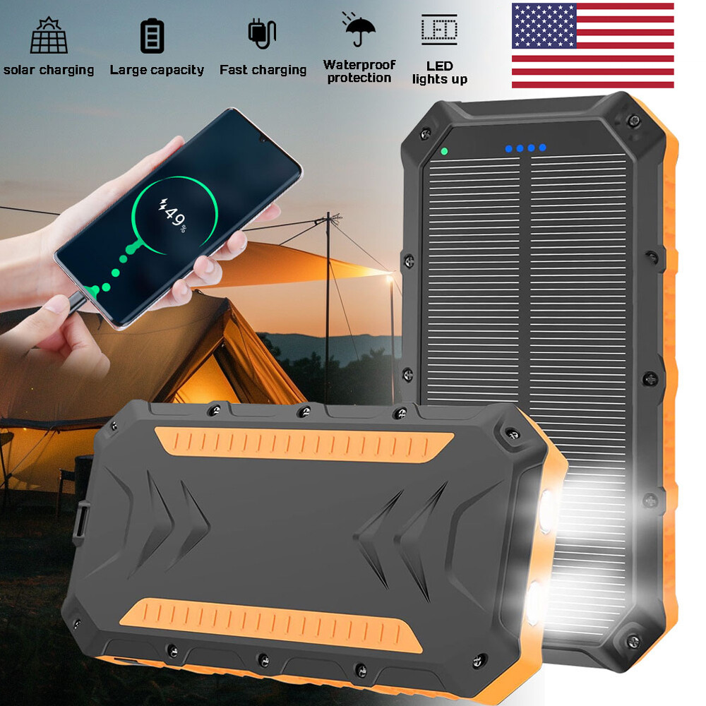 Solar Battery Power Bank 9800000mAh Backup Pack USB Smart Phone Portable Charger