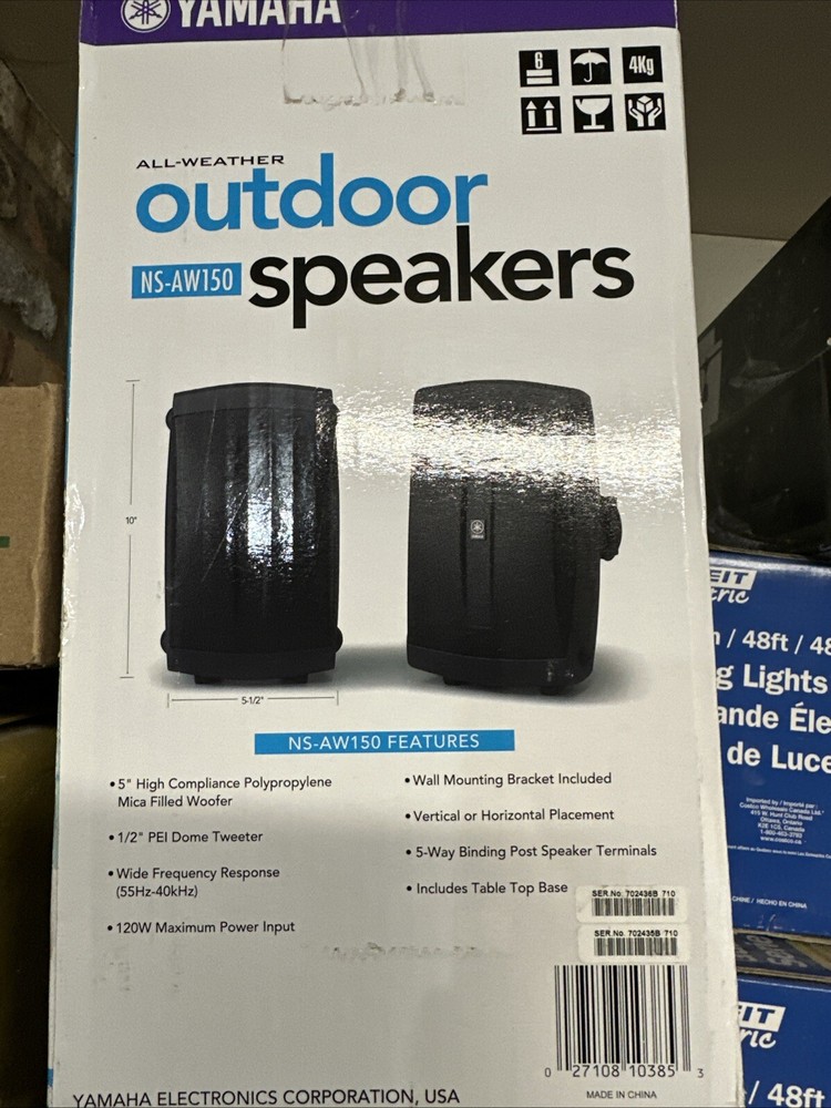 Yamaha NS-AW150BL Outdoor 2-Way Weatherproof Speakers in Black