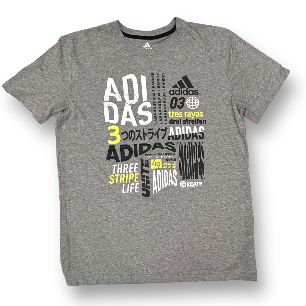 Boys Youth XL Adidas T-Shirt Gray Short Sleeve Cotton Tee, Size 18-20