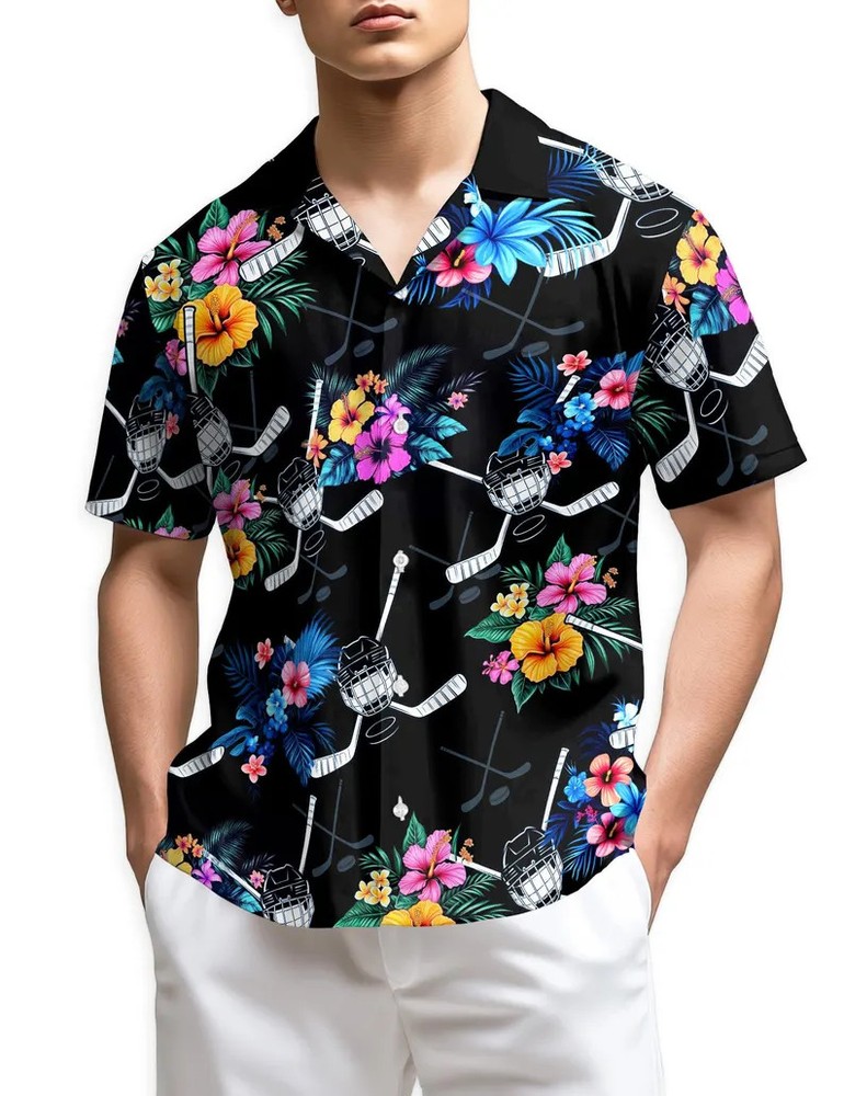 Hockey Tropical Hawaiian Shirt Men Women Summer Beach Aloha