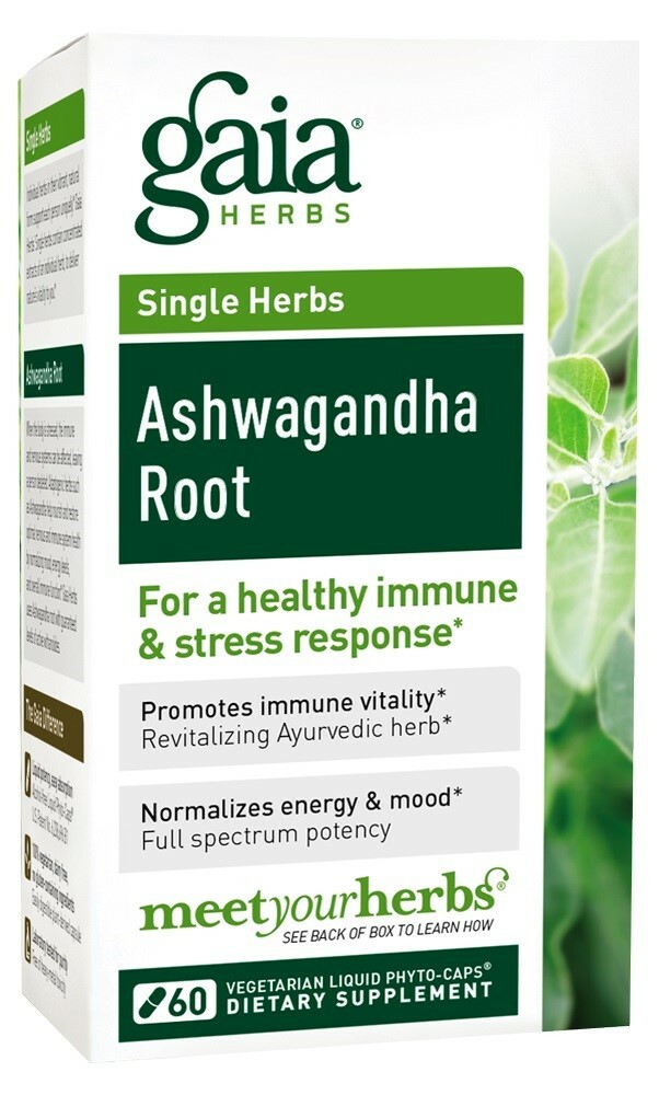 Gaia Herbs Ashwagandha Root Vegan Capsules 60ct for Stress Relief