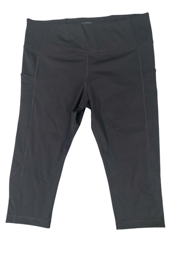 Brooks Womens Capri Cropped Work Out Pants sz XL Black  Gym