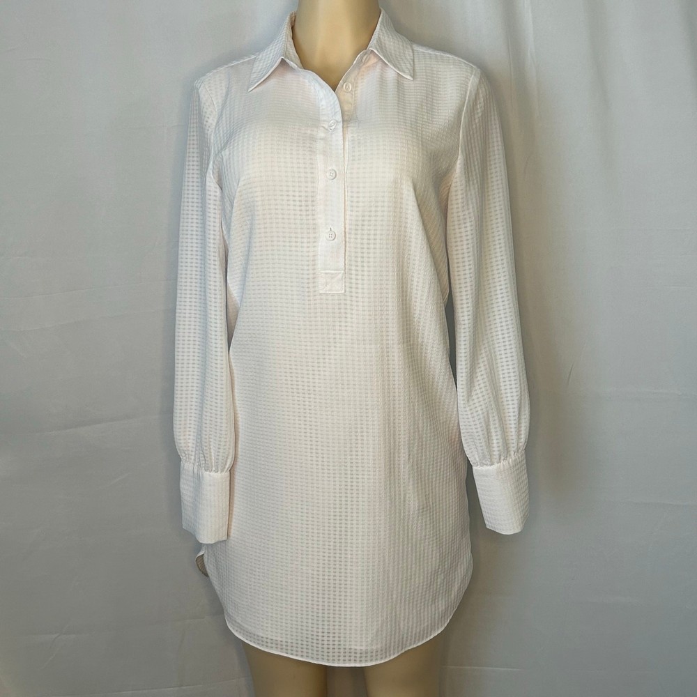 Minimal classic chic A|X Armani Exchange White Button Front Shirt Dress Size 4