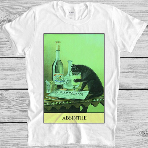 Black Cat Tarot Card Fortune Reading Absinthe Funny Meme Gift Tee T Shirt M1168-image