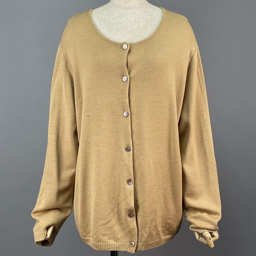 Burberry London Knit Cardigan Cashmere Blend Horse Embroidery Beige New