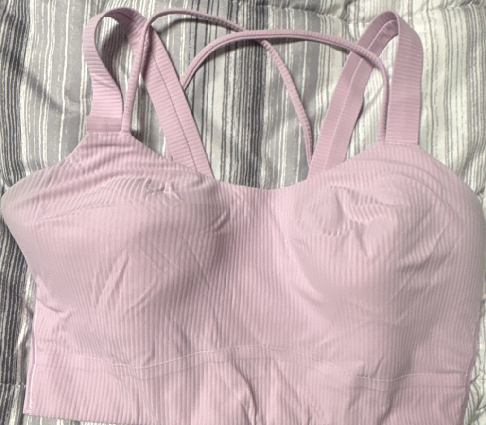 lululemon Pink Solid Crossback Pullover Wireless Sports Bra Women's Size 10