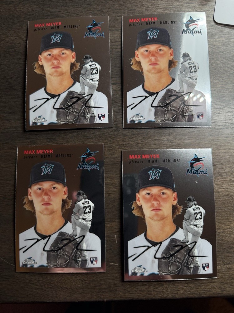 2023 Topps Chrome Platinum Max Meyer Miami Marlins RC #92 - 4 Card Lot Rookie