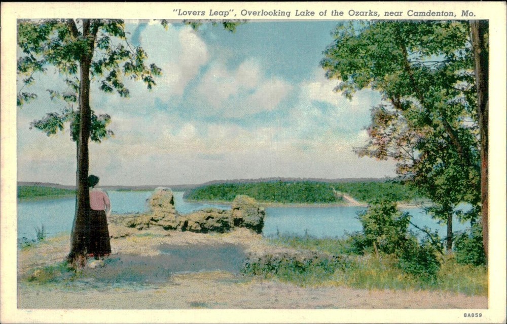 Curt Teich Postcard Lovers Leap Overlooking Lake Ozarks Camdenton MO Unused
